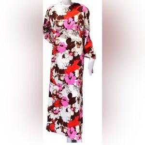 Vintage floral Hawaiian barkcloth maxi dress